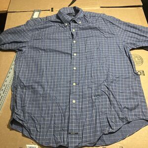 Nautica Blue Plaid XL Long Sleeve Button Down Shirt, Traveler Twill Casual Shirt